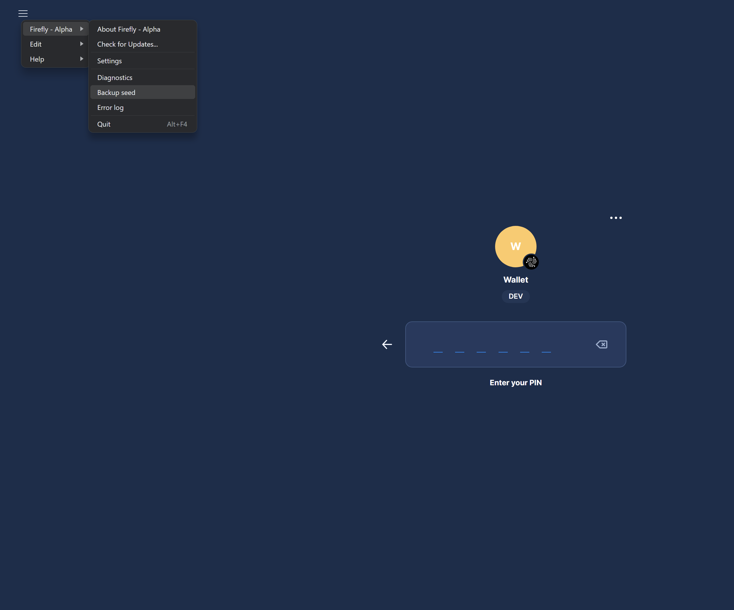 Backup Seed Menu